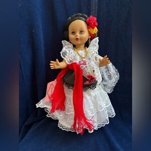 Traditional Mexican Doll with Red and White Dress